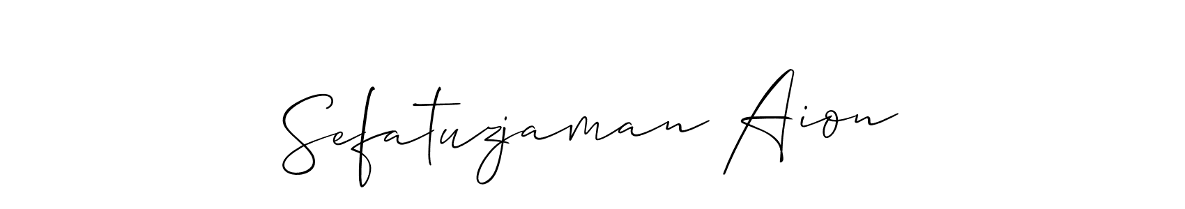 Also You can easily find your signature by using the search form. We will create Sefatuzjaman Aion name handwritten signature images for you free of cost using Allison_Script sign style. Sefatuzjaman Aion signature style 2 images and pictures png