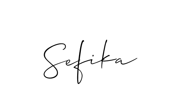 Create a beautiful signature design for name Sefika. With this signature (Allison_Script) fonts, you can make a handwritten signature for free. Sefika signature style 2 images and pictures png
