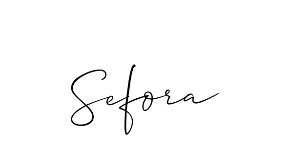 Use a signature maker to create a handwritten signature online. With this signature software, you can design (Allison_Script) your own signature for name Sefora. Sefora signature style 2 images and pictures png