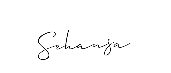 Use a signature maker to create a handwritten signature online. With this signature software, you can design (Allison_Script) your own signature for name Sehansa. Sehansa signature style 2 images and pictures png