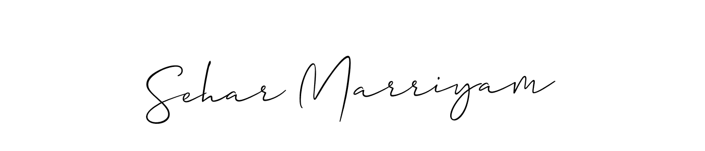 Make a beautiful signature design for name Sehar Marriyam. With this signature (Allison_Script) style, you can create a handwritten signature for free. Sehar Marriyam signature style 2 images and pictures png