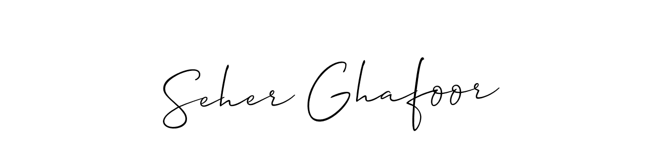 It looks lik you need a new signature style for name Seher Ghafoor. Design unique handwritten (Allison_Script) signature with our free signature maker in just a few clicks. Seher Ghafoor signature style 2 images and pictures png