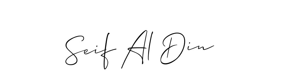 The best way (Allison_Script) to make a short signature is to pick only two or three words in your name. The name Seif Al Din include a total of six letters. For converting this name. Seif Al Din signature style 2 images and pictures png