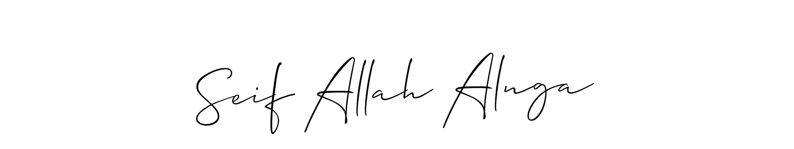 Also You can easily find your signature by using the search form. We will create Seif Allah Alnga name handwritten signature images for you free of cost using Allison_Script sign style. Seif Allah Alnga signature style 2 images and pictures png