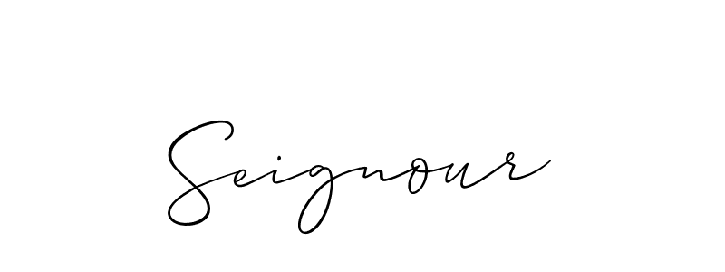 Use a signature maker to create a handwritten signature online. With this signature software, you can design (Allison_Script) your own signature for name Seignour. Seignour signature style 2 images and pictures png