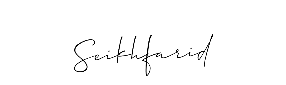 Use a signature maker to create a handwritten signature online. With this signature software, you can design (Allison_Script) your own signature for name Seikhfarid. Seikhfarid signature style 2 images and pictures png
