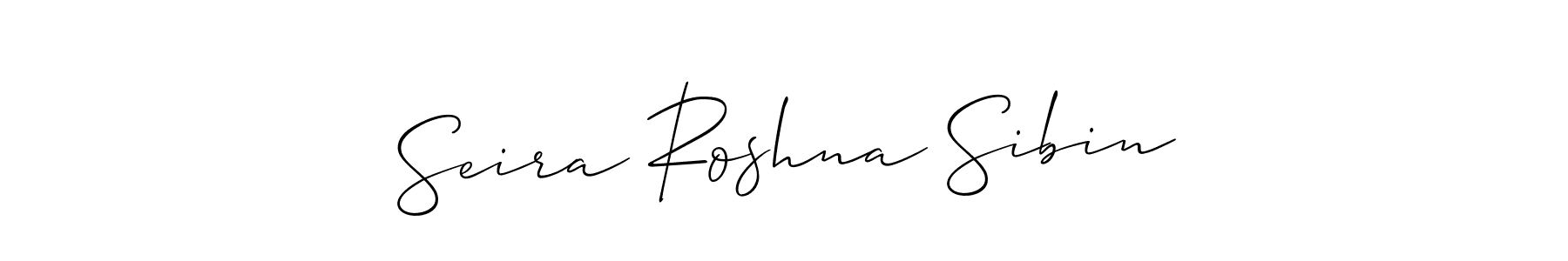 The best way (Allison_Script) to make a short signature is to pick only two or three words in your name. The name Seira Roshna Sibin include a total of six letters. For converting this name. Seira Roshna Sibin signature style 2 images and pictures png