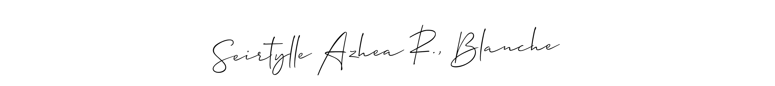 Use a signature maker to create a handwritten signature online. With this signature software, you can design (Allison_Script) your own signature for name Seirtylle Azhea R., Blanche. Seirtylle Azhea R., Blanche signature style 2 images and pictures png