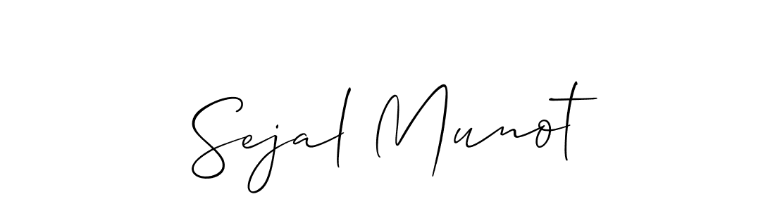 The best way (Allison_Script) to make a short signature is to pick only two or three words in your name. The name Sejal Munot include a total of six letters. For converting this name. Sejal Munot signature style 2 images and pictures png