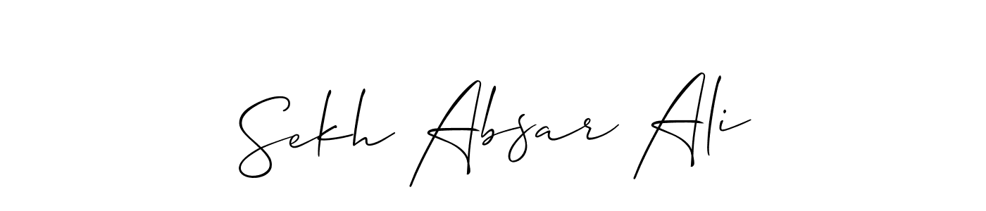 Similarly Allison_Script is the best handwritten signature design. Signature creator online .You can use it as an online autograph creator for name Sekh Absar Ali. Sekh Absar Ali signature style 2 images and pictures png