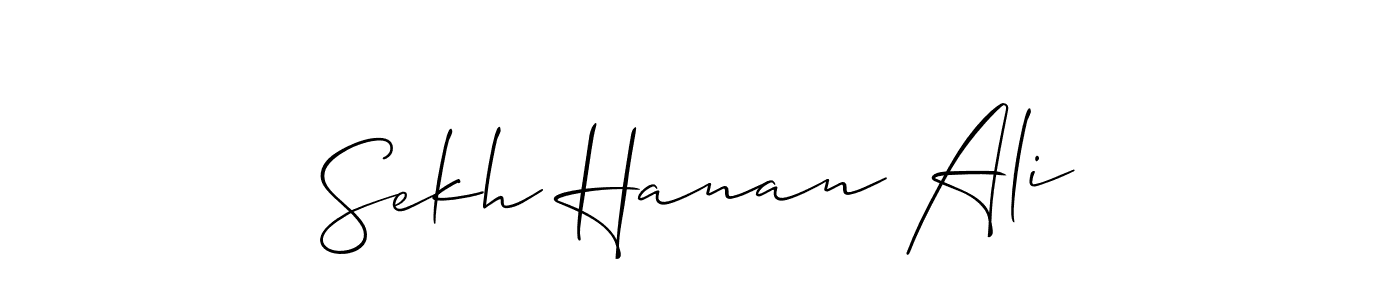 Make a beautiful signature design for name Sekh Hanan Ali. With this signature (Allison_Script) style, you can create a handwritten signature for free. Sekh Hanan Ali signature style 2 images and pictures png