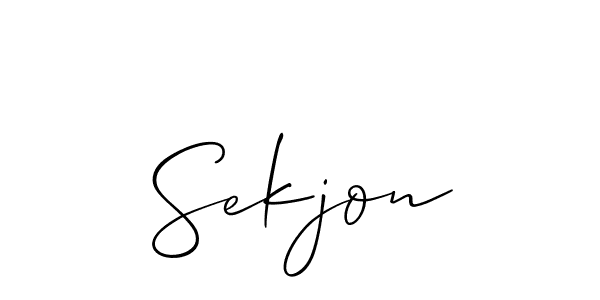 Make a short Sekjon signature style. Manage your documents anywhere anytime using Allison_Script. Create and add eSignatures, submit forms, share and send files easily. Sekjon signature style 2 images and pictures png