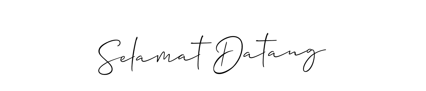 Create a beautiful signature design for name Selamat Datang. With this signature (Allison_Script) fonts, you can make a handwritten signature for free. Selamat Datang signature style 2 images and pictures png