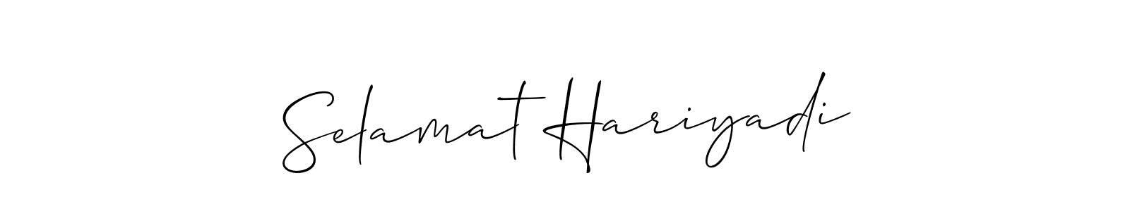 Design your own signature with our free online signature maker. With this signature software, you can create a handwritten (Allison_Script) signature for name Selamat Hariyadi. Selamat Hariyadi signature style 2 images and pictures png