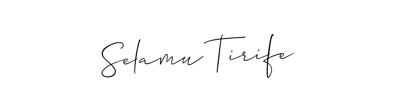 How to make Selamu Tirife name signature. Use Allison_Script style for creating short signs online. This is the latest handwritten sign. Selamu Tirife signature style 2 images and pictures png
