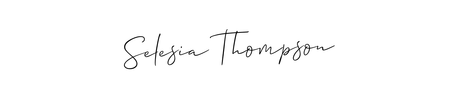 Make a short Selesia Thompson signature style. Manage your documents anywhere anytime using Allison_Script. Create and add eSignatures, submit forms, share and send files easily. Selesia Thompson signature style 2 images and pictures png