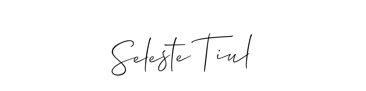 This is the best signature style for the Seleste Tiul name. Also you like these signature font (Allison_Script). Mix name signature. Seleste Tiul signature style 2 images and pictures png