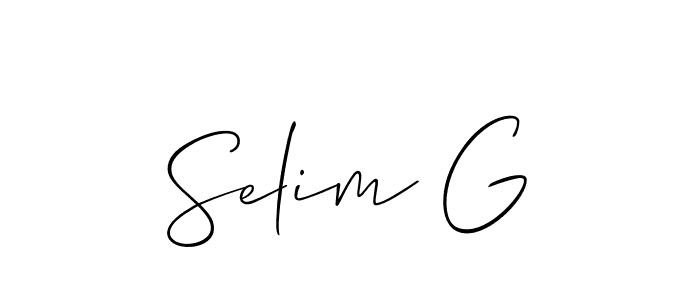 Make a beautiful signature design for name Selim G. With this signature (Allison_Script) style, you can create a handwritten signature for free. Selim G signature style 2 images and pictures png