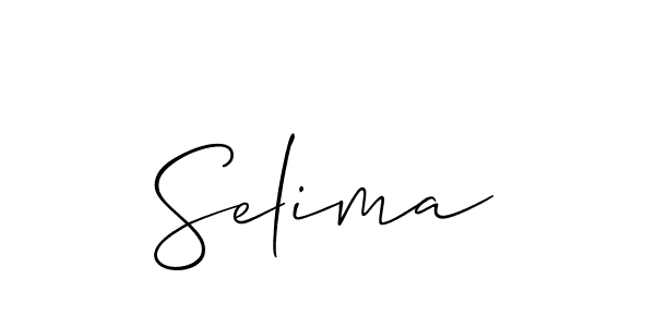 Use a signature maker to create a handwritten signature online. With this signature software, you can design (Allison_Script) your own signature for name Selima. Selima signature style 2 images and pictures png
