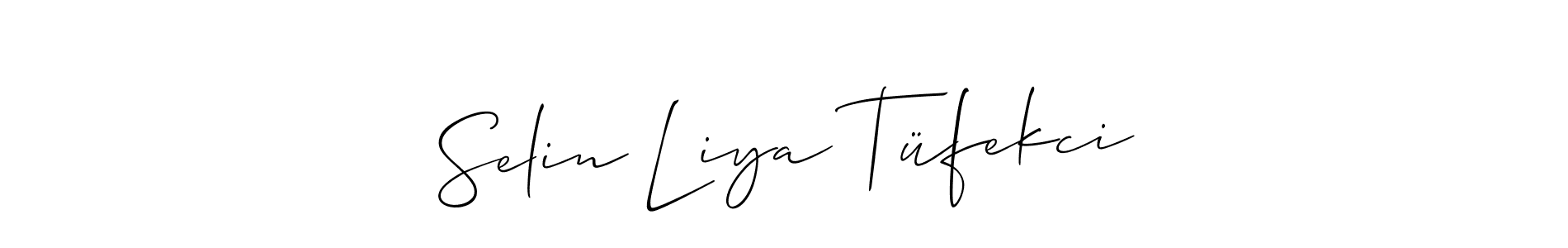 The best way (Allison_Script) to make a short signature is to pick only two or three words in your name. The name Selin Liya Tüfekci include a total of six letters. For converting this name. Selin Liya Tüfekci signature style 2 images and pictures png