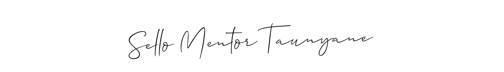 You should practise on your own different ways (Allison_Script) to write your name (Sello Mentor Taunyane) in signature. don't let someone else do it for you. Sello Mentor Taunyane signature style 2 images and pictures png