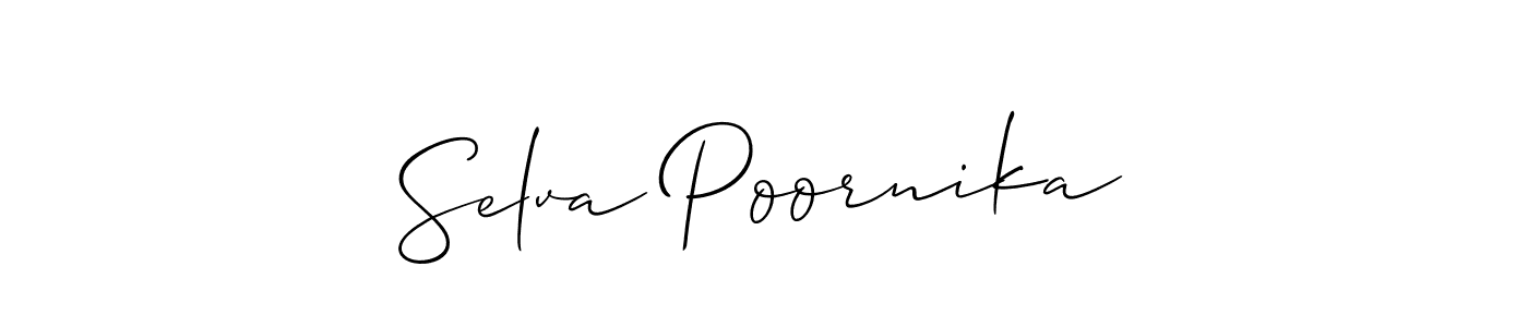 This is the best signature style for the Selva Poornika name. Also you like these signature font (Allison_Script). Mix name signature. Selva Poornika signature style 2 images and pictures png