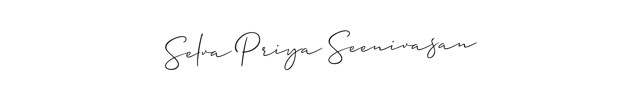 Also You can easily find your signature by using the search form. We will create Selva Priya Seenivasan name handwritten signature images for you free of cost using Allison_Script sign style. Selva Priya Seenivasan signature style 2 images and pictures png