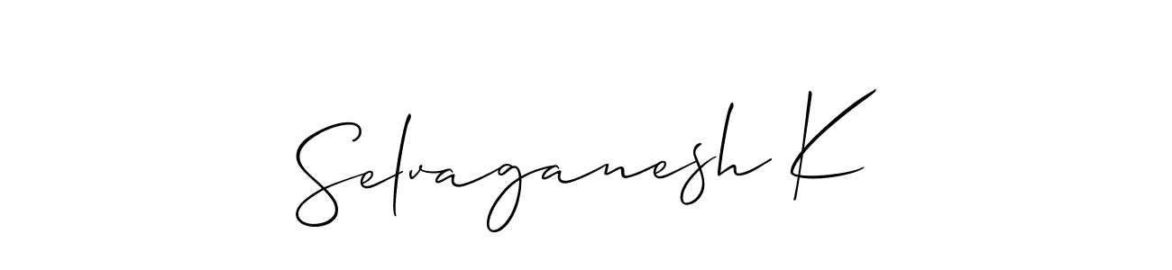 Use a signature maker to create a handwritten signature online. With this signature software, you can design (Allison_Script) your own signature for name Selvaganesh K. Selvaganesh K signature style 2 images and pictures png