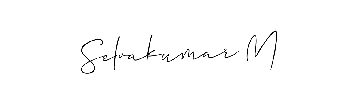 How to make Selvakumar M name signature. Use Allison_Script style for creating short signs online. This is the latest handwritten sign. Selvakumar M signature style 2 images and pictures png