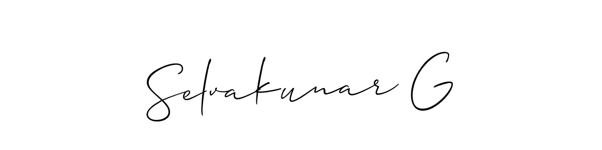 How to make Selvakunar G name signature. Use Allison_Script style for creating short signs online. This is the latest handwritten sign. Selvakunar G signature style 2 images and pictures png