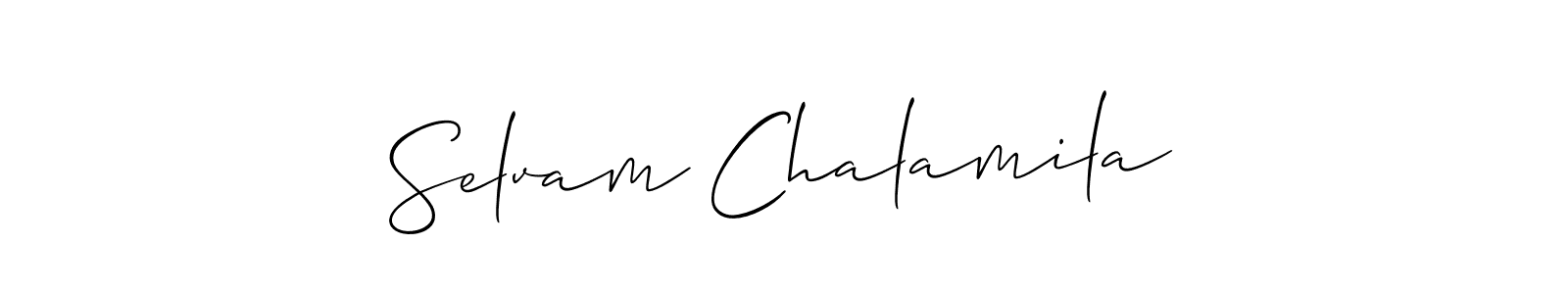 This is the best signature style for the Selvam Chalamila name. Also you like these signature font (Allison_Script). Mix name signature. Selvam Chalamila signature style 2 images and pictures png