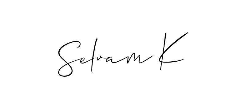 Make a short Selvam K signature style. Manage your documents anywhere anytime using Allison_Script. Create and add eSignatures, submit forms, share and send files easily. Selvam K signature style 2 images and pictures png