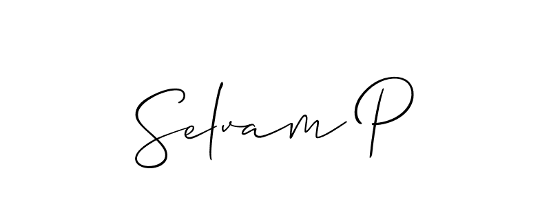 Design your own signature with our free online signature maker. With this signature software, you can create a handwritten (Allison_Script) signature for name Selvam P. Selvam P signature style 2 images and pictures png