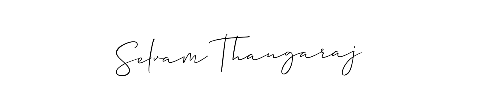 Create a beautiful signature design for name Selvam Thangaraj. With this signature (Allison_Script) fonts, you can make a handwritten signature for free. Selvam Thangaraj signature style 2 images and pictures png