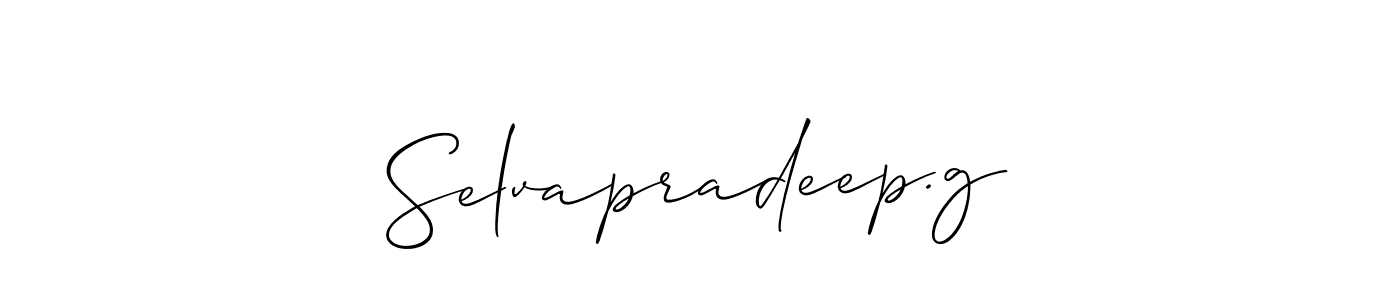 Use a signature maker to create a handwritten signature online. With this signature software, you can design (Allison_Script) your own signature for name Selvapradeep.g. Selvapradeep.g signature style 2 images and pictures png