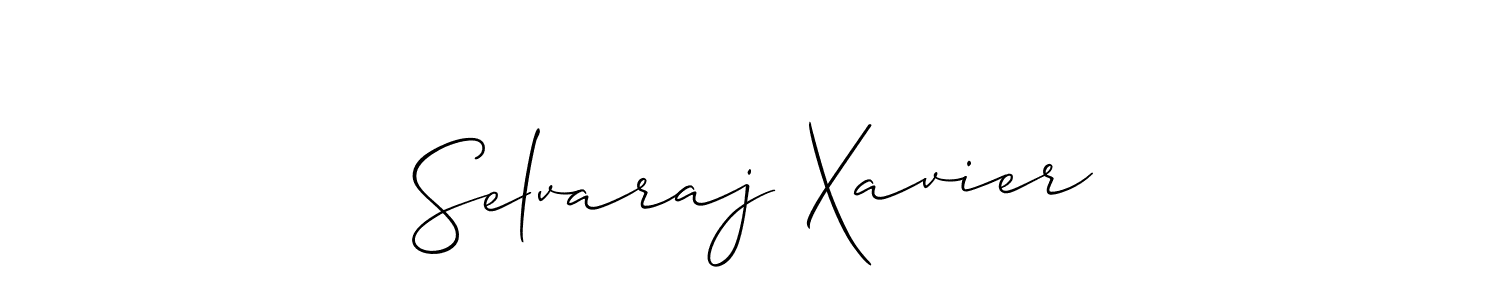 How to make Selvaraj Xavier name signature. Use Allison_Script style for creating short signs online. This is the latest handwritten sign. Selvaraj Xavier signature style 2 images and pictures png