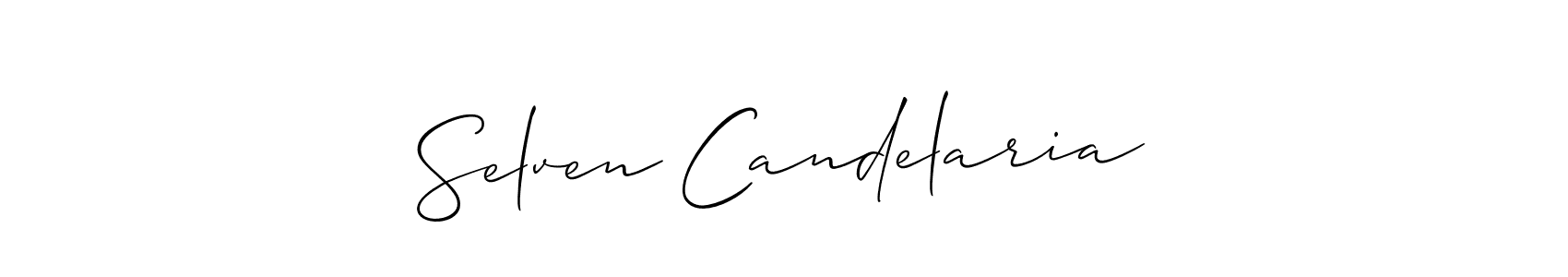 if you are searching for the best signature style for your name Selven Candelaria. so please give up your signature search. here we have designed multiple signature styles  using Allison_Script. Selven Candelaria signature style 2 images and pictures png