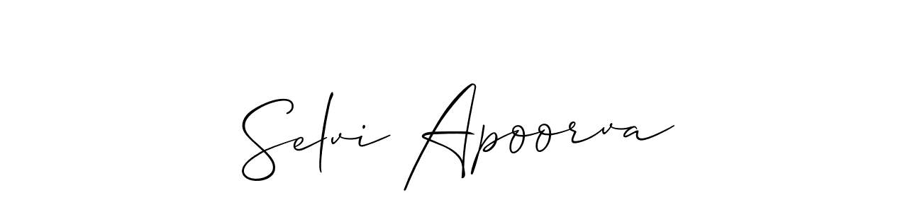 This is the best signature style for the Selvi Apoorva name. Also you like these signature font (Allison_Script). Mix name signature. Selvi Apoorva signature style 2 images and pictures png