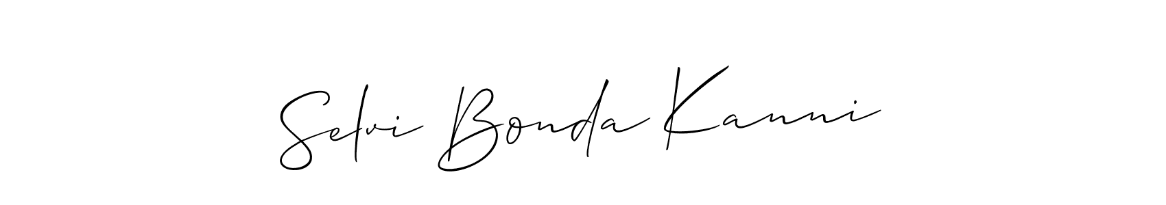 Also we have Selvi Bonda Kanni name is the best signature style. Create professional handwritten signature collection using Allison_Script autograph style. Selvi Bonda Kanni signature style 2 images and pictures png