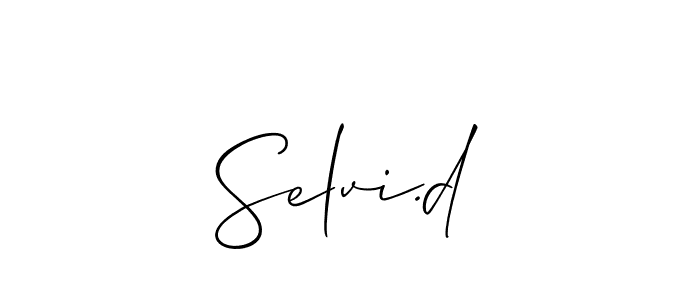 Allison_Script is a professional signature style that is perfect for those who want to add a touch of class to their signature. It is also a great choice for those who want to make their signature more unique. Get Selvi.d name to fancy signature for free. Selvi.d signature style 2 images and pictures png