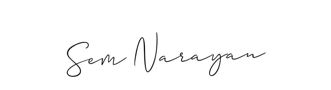 The best way (Allison_Script) to make a short signature is to pick only two or three words in your name. The name Sem Narayan include a total of six letters. For converting this name. Sem Narayan signature style 2 images and pictures png