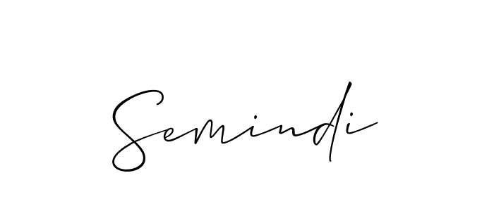 The best way (Allison_Script) to make a short signature is to pick only two or three words in your name. The name Semindi include a total of six letters. For converting this name. Semindi signature style 2 images and pictures png