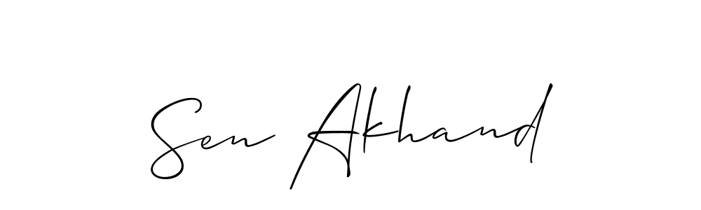 Also You can easily find your signature by using the search form. We will create Sen Akhand name handwritten signature images for you free of cost using Allison_Script sign style. Sen Akhand signature style 2 images and pictures png