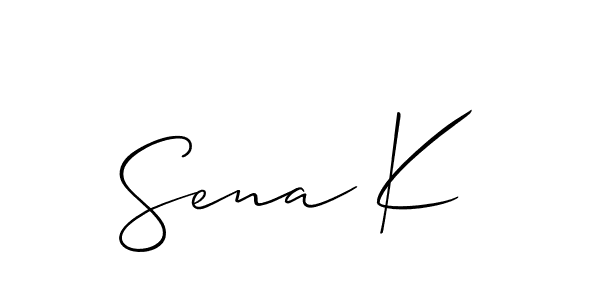 Similarly Allison_Script is the best handwritten signature design. Signature creator online .You can use it as an online autograph creator for name Sena K. Sena K signature style 2 images and pictures png