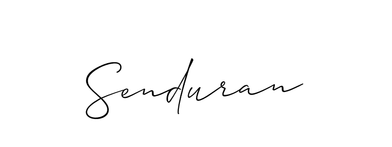 The best way (Allison_Script) to make a short signature is to pick only two or three words in your name. The name Senduran include a total of six letters. For converting this name. Senduran signature style 2 images and pictures png