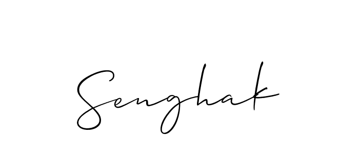 Make a beautiful signature design for name Senghak. With this signature (Allison_Script) style, you can create a handwritten signature for free. Senghak signature style 2 images and pictures png