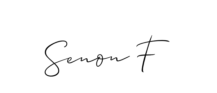 Also You can easily find your signature by using the search form. We will create Senon F name handwritten signature images for you free of cost using Allison_Script sign style. Senon F signature style 2 images and pictures png