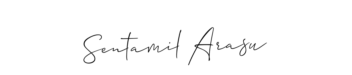 How to make Sentamil Arasu name signature. Use Allison_Script style for creating short signs online. This is the latest handwritten sign. Sentamil Arasu signature style 2 images and pictures png