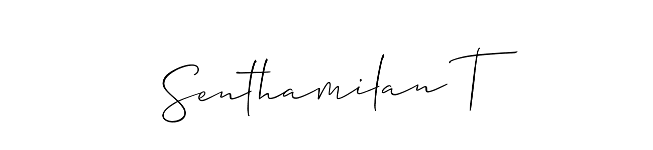 Use a signature maker to create a handwritten signature online. With this signature software, you can design (Allison_Script) your own signature for name Senthamilan T. Senthamilan T signature style 2 images and pictures png