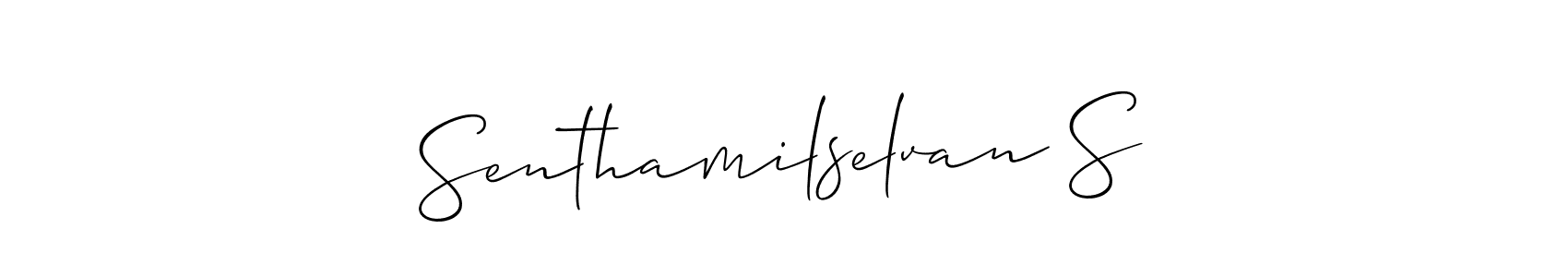 Also You can easily find your signature by using the search form. We will create Senthamilselvan S name handwritten signature images for you free of cost using Allison_Script sign style. Senthamilselvan S signature style 2 images and pictures png